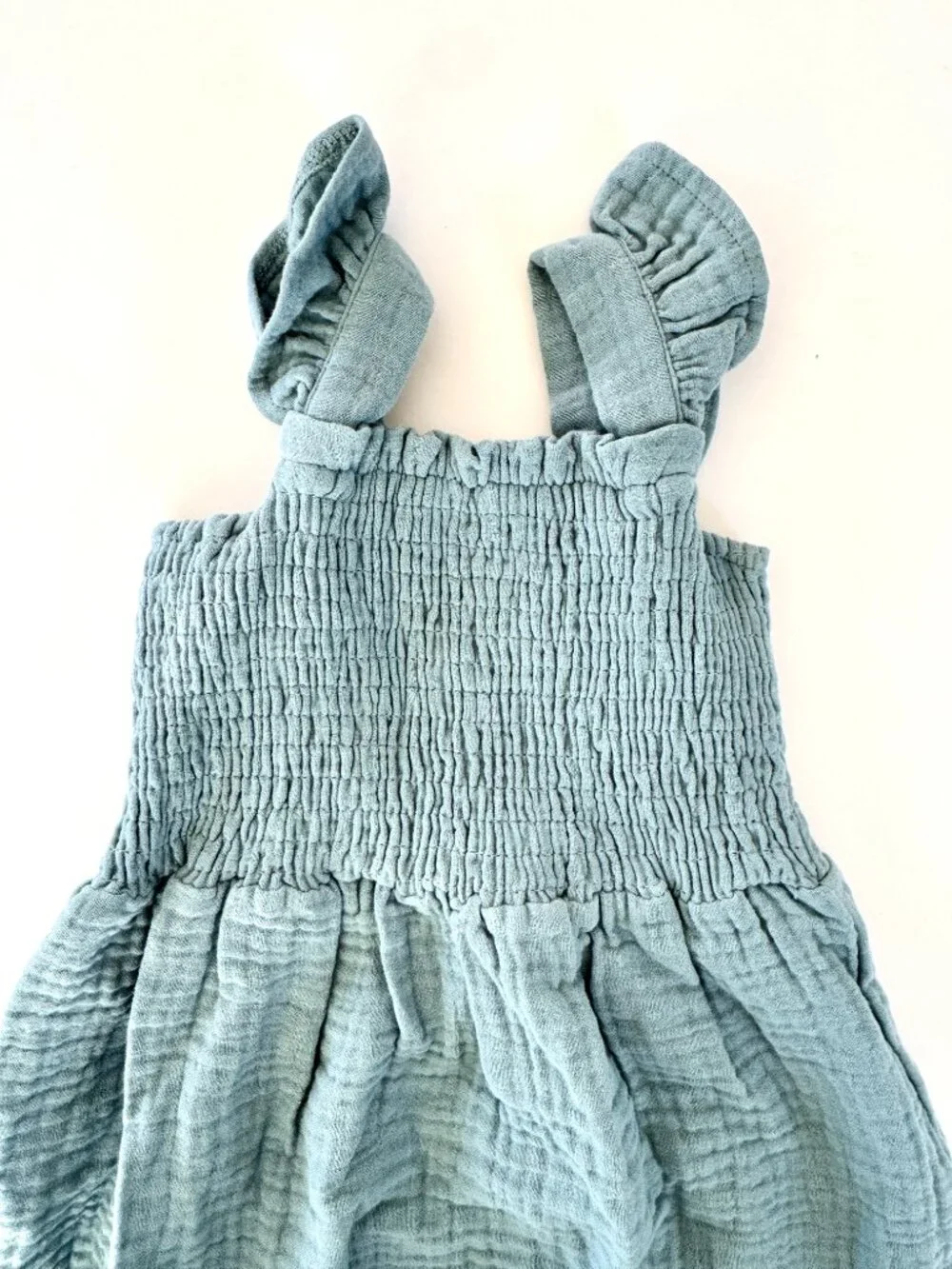 Alice + Ames 3T Girls Dress Sage Green Muslin Cotton Smocked Tiered NWT